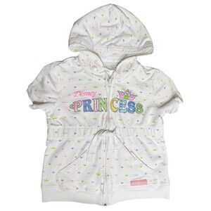 Disney Parks Youth Full Zip Hoodie Short Sleeve Princess White Medium